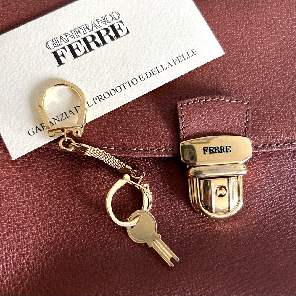Nwt Gianfranco Ferre Vintage Leather Satchel Cognac